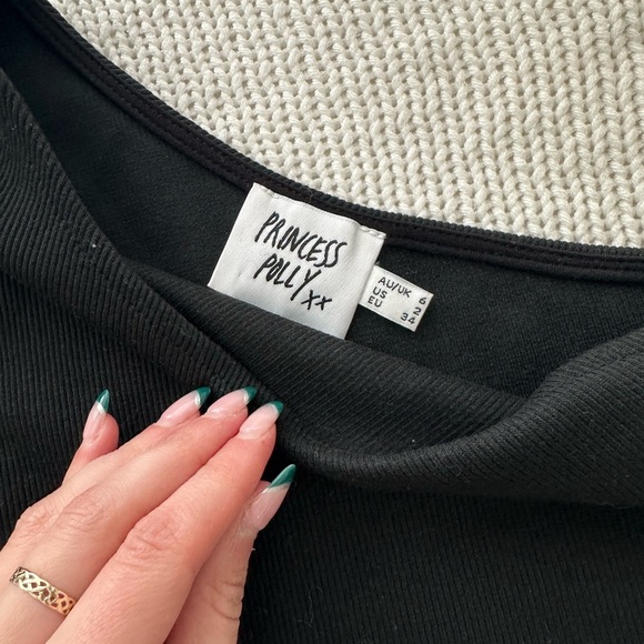 Princess Polly Brianna Black One-Shoulder Top Size 2 - Picture 6 of 8